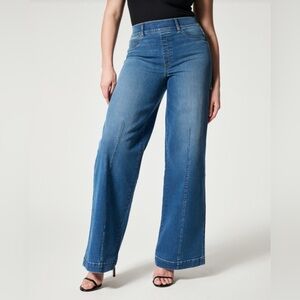 Spanx NWOT Seamed Front Hi-Rise Wide Leg Jeans XL | Vintage Indigo